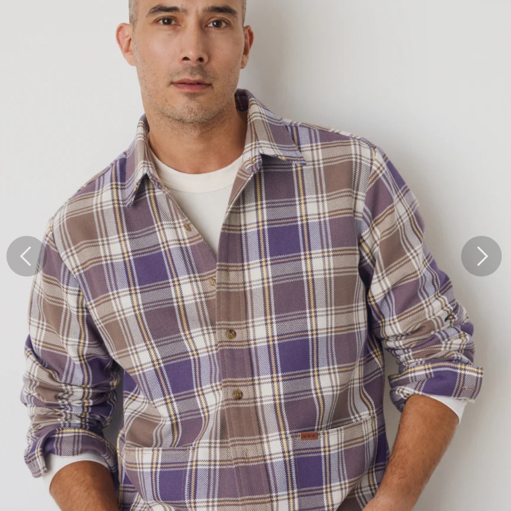 AYR The Dive in Buzz - Purple and Brown Plaid Casual Button Down Shirt
